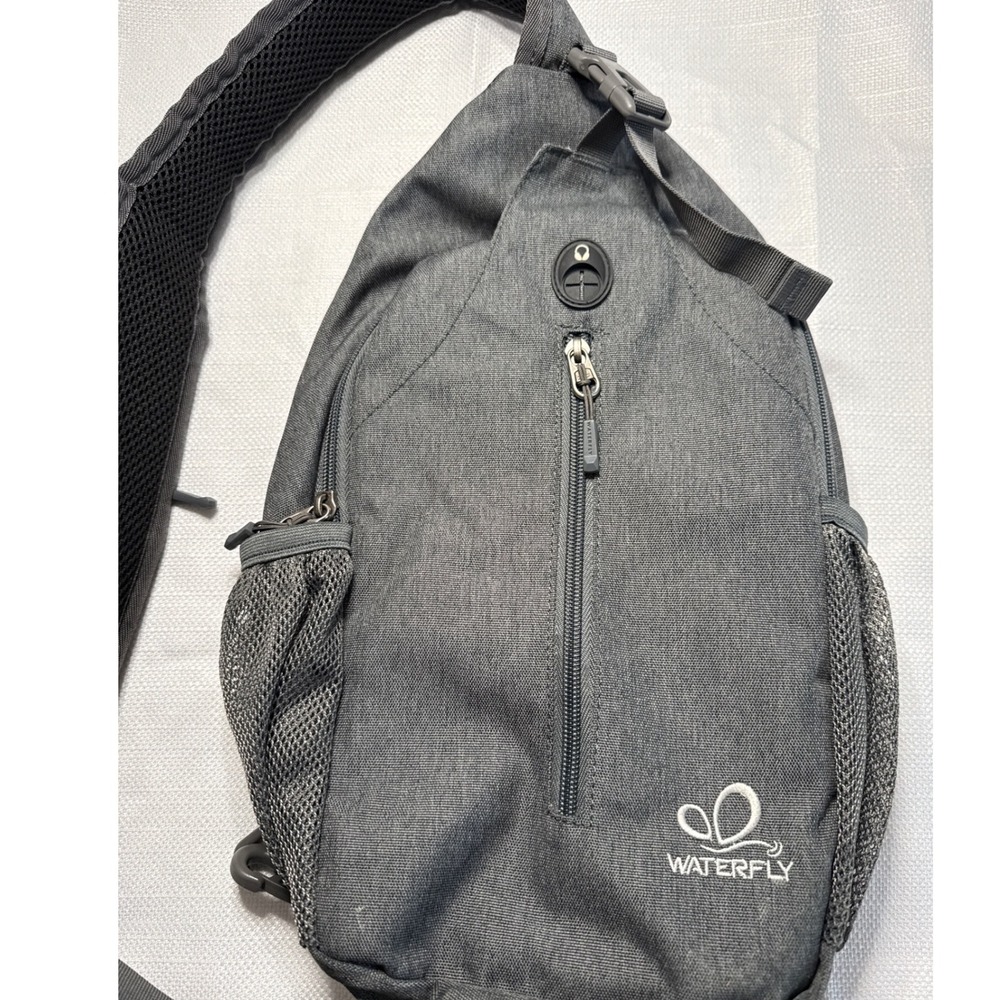 Waterfly Sling Backpack Gray Crossbody Shoulder Bag Hiking Daypack Travel Bag - Picture 3 of 7